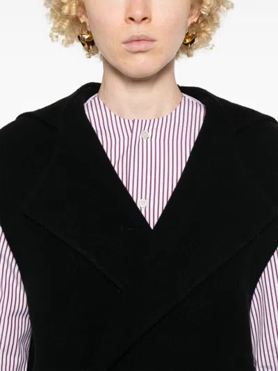 Fabiana Filippi Double-breasted Virgin Wool Gilet In Black