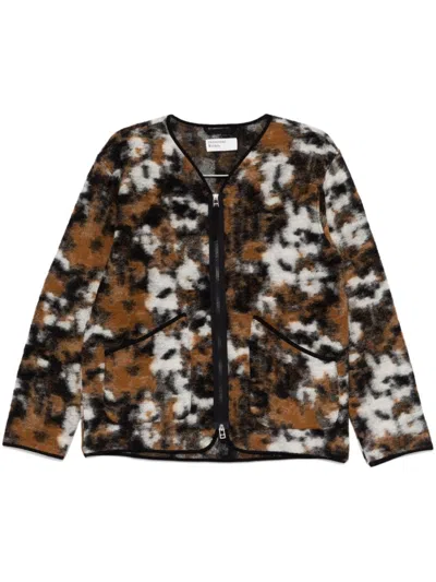 Universal Works Ylang Flower-print Fleece Jacket In Brown