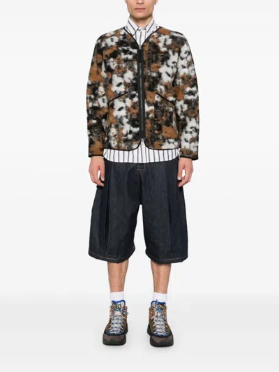 Universal Works Ylang Flower-print Fleece Jacket In Brown