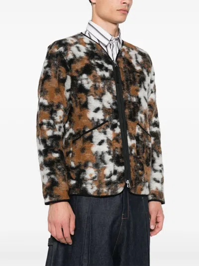 Universal Works Ylang Flower-print Fleece Jacket In Brown