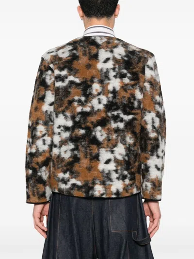 Universal Works Ylang Flower-print Fleece Jacket In Brown