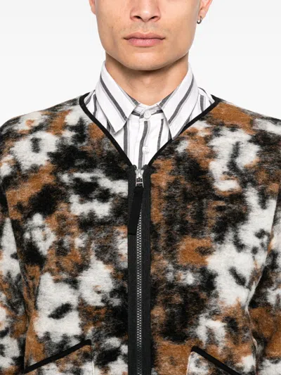 Universal Works Ylang Flower-print Fleece Jacket In Brown