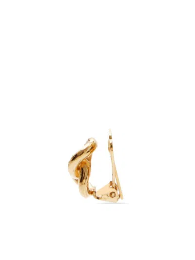 Pre-owned Dior Rhinestone Clip-on Earrings In Gold