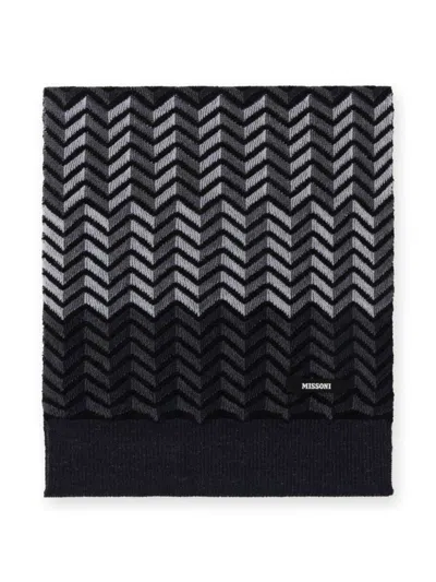 Missoni Zigzag Virgin Wool Scarf In Black