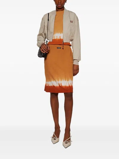 Miu Miu Short Sleeve Top In Brown