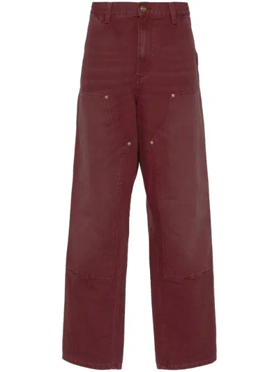 Carhartt Double Knee Straight-leg Trousers In Red