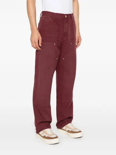 Carhartt Double Knee Straight-leg Trousers In Red