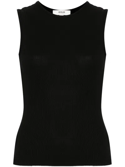 Agolde Ribbed Poppy Tank Top In Black