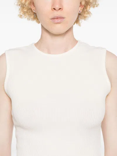 Agolde Ribbed Texture Racerback Tank Top In White