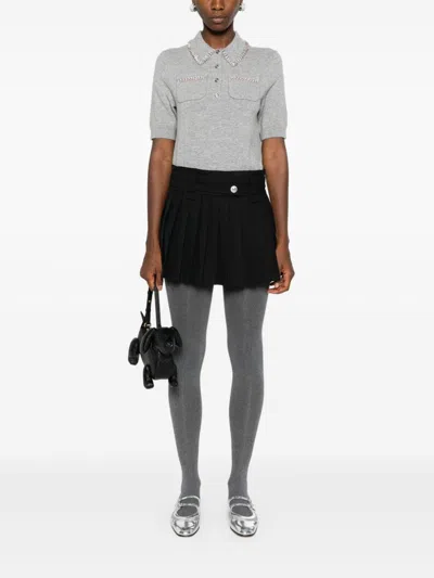 Maje Pleat Detail Mini Skirt In Black