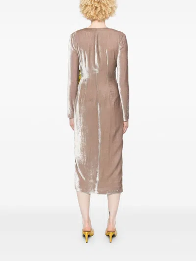 Blumarine Velvet Midi Dress In Grey