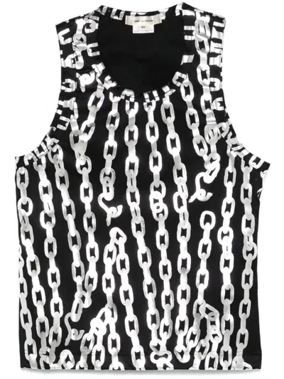 Comme Des Garçons Chain-link Print Tank Top In Black