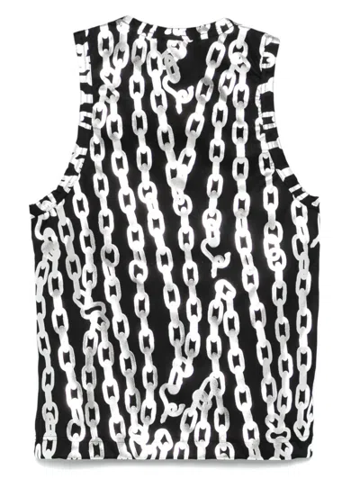 Comme Des Garçons Chain-link Print Tank Top In Black