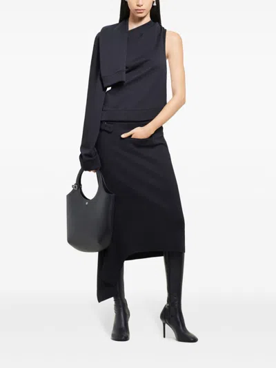 Courrèges Asymmetric Off-shoulder Sweatshirt In Black