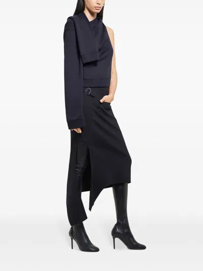 Courrèges Asymmetric Off-shoulder Sweatshirt In Black