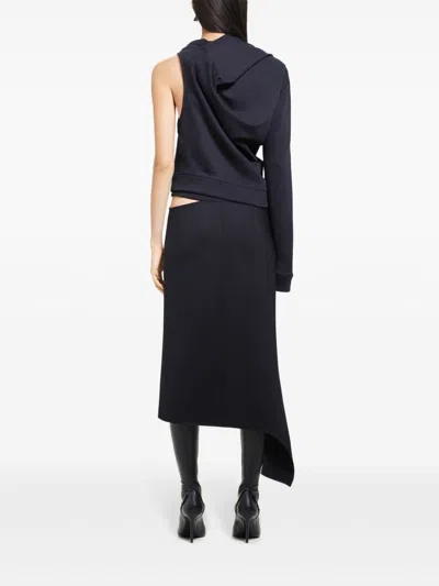 Courrèges Asymmetric Off-shoulder Sweatshirt In Black