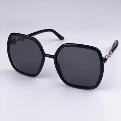 Pre-owned Gucci Gg0890s 001 Black Gray Square Women Sunglasses 55mm 55x19x140