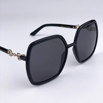 Pre-owned Gucci Gg0890s 001 Black Gray Square Women Sunglasses 55mm 55x19x140