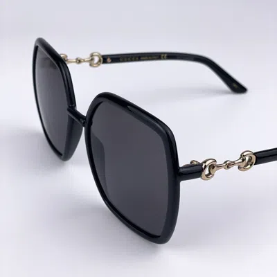 Pre-owned Gucci Gg0890s 001 Black Gray Square Women Sunglasses 55mm 55x19x140