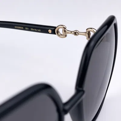 Pre-owned Gucci Gg0890s 001 Black Gray Square Women Sunglasses 55mm 55x19x140