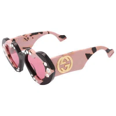 Pre-owned Gucci Red Irregular Ladies Sunglasses Gg1329s 001 48 Gg1329s 001 48