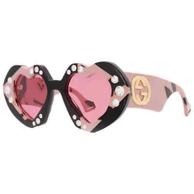 Pre-owned Gucci Red Irregular Ladies Sunglasses Gg1329s 001 48 Gg1329s 001 48
