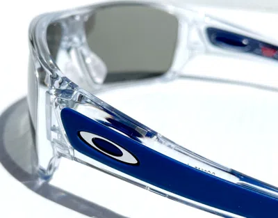 Pre-owned Oakley Turbine Rotor Shiny Clear & Blue Polarized Galaxy Chrome Sunglass 9307 In Silver