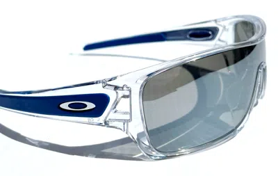 Pre-owned Oakley Turbine Rotor Shiny Clear & Blue Polarized Galaxy Chrome Sunglass 9307 In Silver
