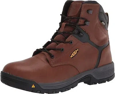 Pre-owned Keen Utility Men's Chicago 6" Waterproof Soft Toe Work Boots In Tobacco/black