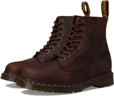 Pre-owned Dr. Martens' Dr. Martens Men's 1460 Pascal 8 Eye Boot Fashion In Chestnut Brown Waxed Full Grain Leather