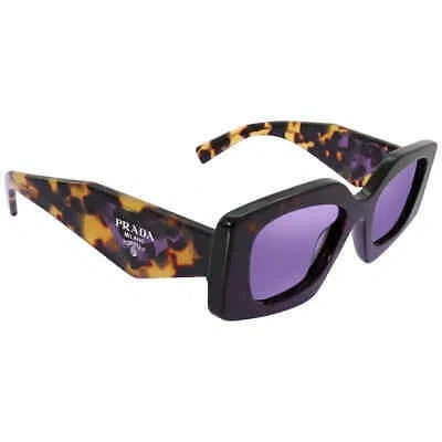 Pre-owned Prada Violet Mirrored Internal Silver Irregular Ladies Sunglasses Pr 15ys 2au05q In Purple