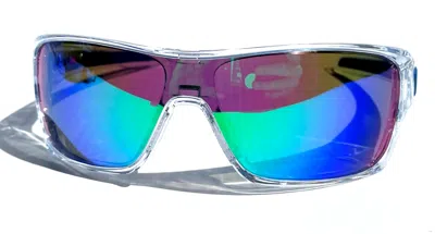 Pre-owned Oakley Turbine Rotor Shiny Clear And Blue Polarized Galaxy Jade Sunglass 9307 In Green