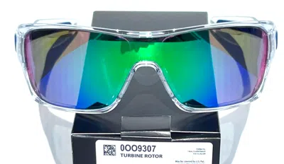 Pre-owned Oakley Turbine Rotor Shiny Clear And Blue Polarized Galaxy Jade Sunglass 9307 In Green
