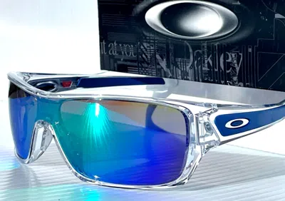 Pre-owned Oakley Turbine Rotor Shiny Clear And Blue Polarized Galaxy Jade Sunglass 9307 In Green