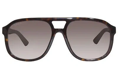 Pre-owned Gucci Gg1188s 003 Sunglasses Havana/brown Gradient Lenses Pilot Shape 58mm