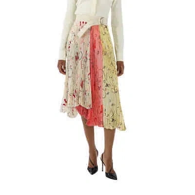 Pre-owned Moncler Ladies 1952 Asymmetric Pleated Skirt In Multicolor