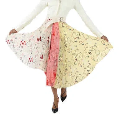Pre-owned Moncler Ladies 1952 Asymmetric Pleated Skirt In Multicolor