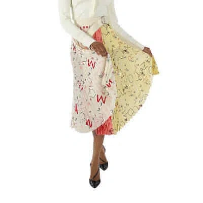 Pre-owned Moncler Ladies 1952 Asymmetric Pleated Skirt In Multicolor