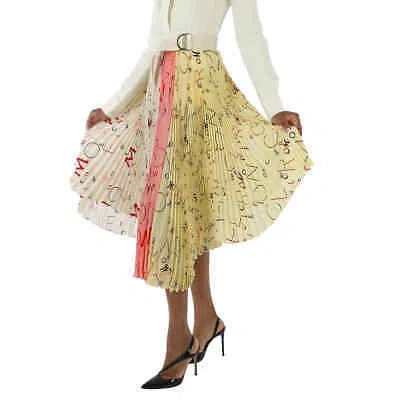 Pre-owned Moncler Ladies 1952 Asymmetric Pleated Skirt In Multicolor