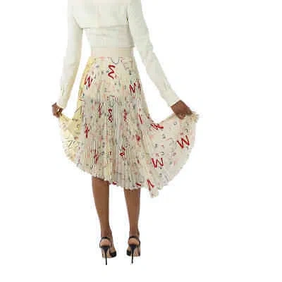 Pre-owned Moncler Ladies 1952 Asymmetric Pleated Skirt In Multicolor