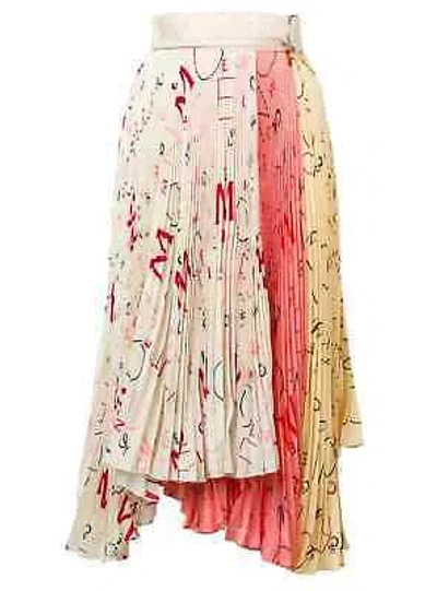 Pre-owned Moncler Ladies 1952 Asymmetric Pleated Skirt In Multicolor