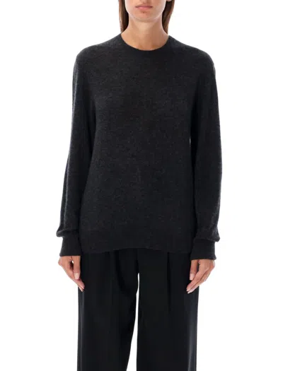 Saint Laurent Cashmere Silk Blend Crewneck Sweater In Black