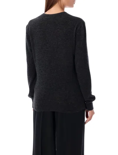 Saint Laurent Cashmere Silk Blend Crewneck Sweater In Black