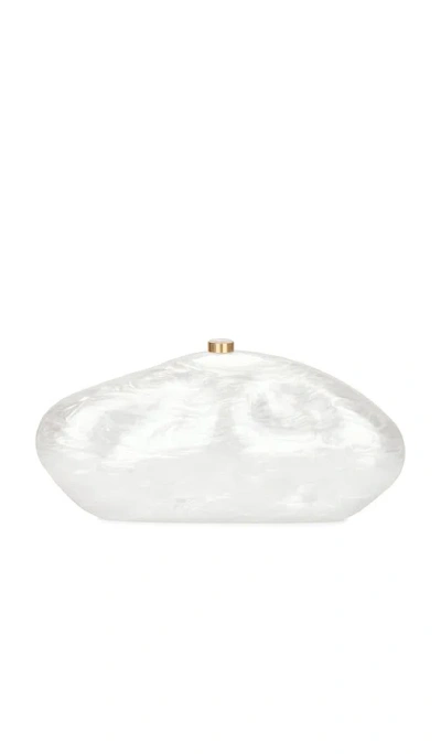 Cult Gaia The Caldera Leather Clutch Bag In White