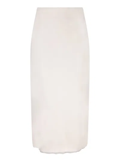 Blanca Vita White Silk Midi Skirt In Neutrals