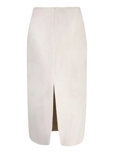 Blanca Vita White Silk Midi Skirt In Neutrals