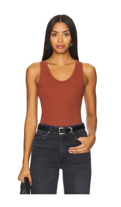 Shop Perfectwhitetee Structured Rib Bra Friendly Tank Top In Rust