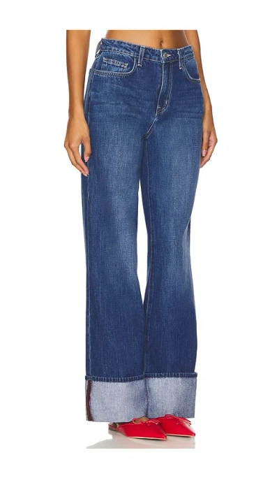 L Agence Miley Cuffed Wide-leg Jean In Blue