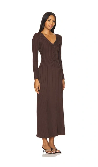 Sovere / Laced Long Sleeve Midi Dress In Chocolate