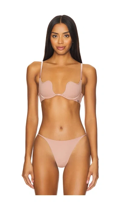 Fleur Du Mal Le Stretch Micro U-plunge Bra In Tan